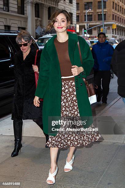 Emmy Rossum is seen in Midtown on March 19, 2015 in New York City.