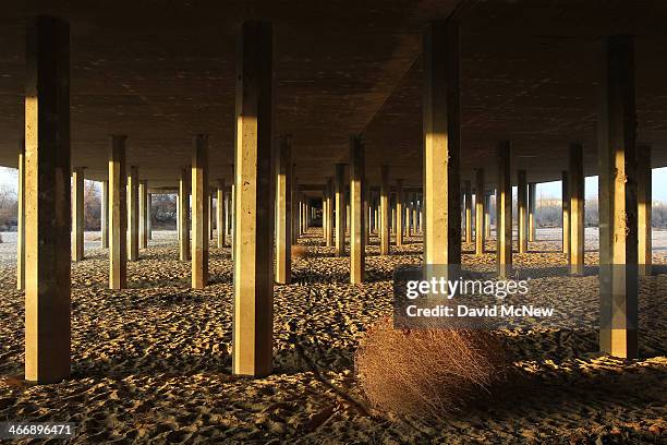 Tumbleweed lies in the sands of the Kern River which has been dried up by water diversion projects and little rain on February 4, 2014 in...