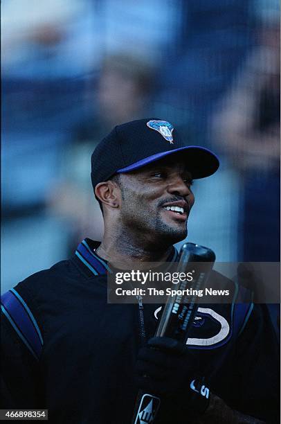 Tony Womack of the Arizona Diamond Backs looks on before a game against the Atlanta Braves at Turner Field in Atlanta, Georiga on August 10, 2001.