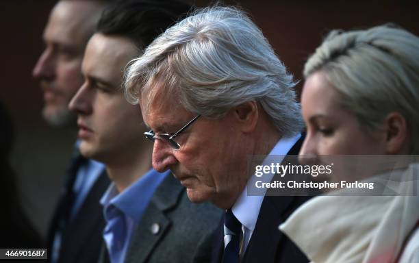 Actor William Roache arrives at Preston Crown Court with his children Linus Roache, James Roache and Verity Roache for of his trial over historical...