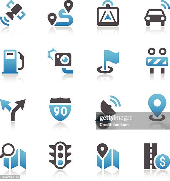 stockillustraties, clipart, cartoons en iconen met symbols representing gps navigation and road icons - direct klaar camera