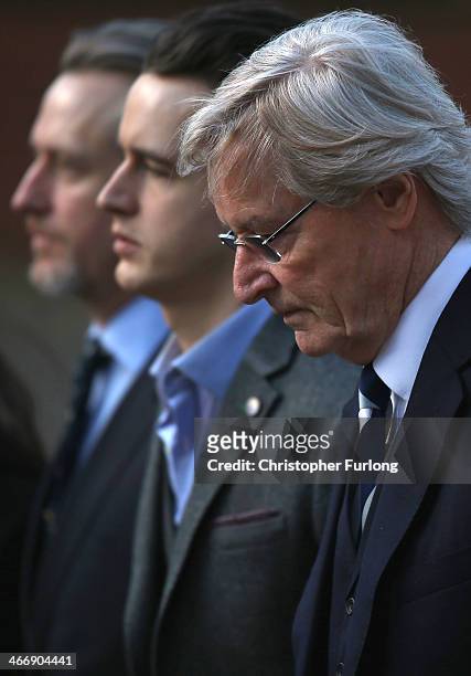 Actor William Roache arrives at Preston Crown Court with his children James Roache and Linus Roache for his trial over historical sexual offence...