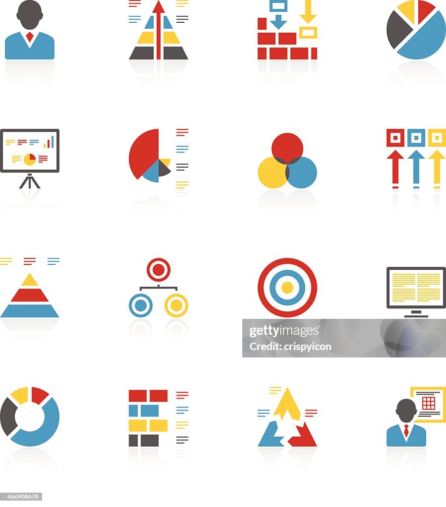 A set of multicolored info graphics