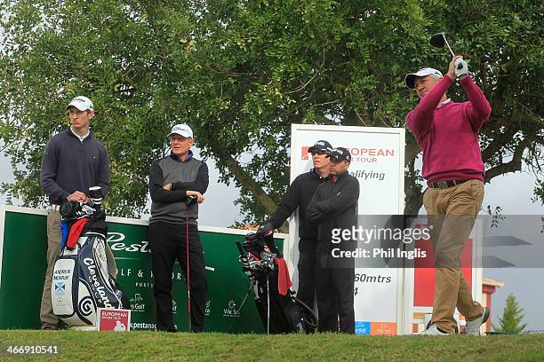 Andrew Murray of England drives from the 1st tee during the third round of the European Senior Tour Qualifying School Finals played at Vale da Pinta,...