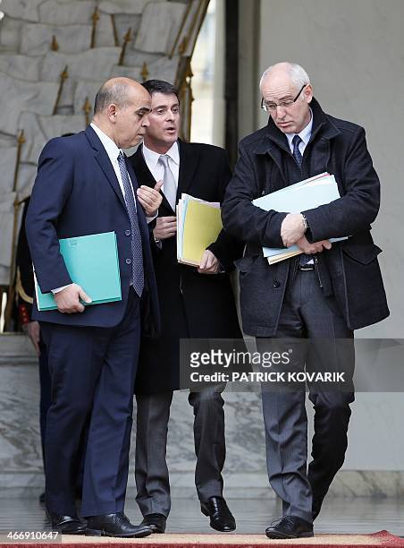 French Junior Minister for Veterans, Kader Arif, French Interior Minister, Manuel Valls and French Junior Minister for European Affairs Thierry...