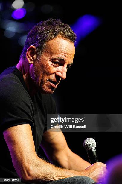 Bruce Springsteen speaks to media during a press conference at Perth Arena on February 5, 2014 in Perth, Australia. Bruce Springsteen and the E...