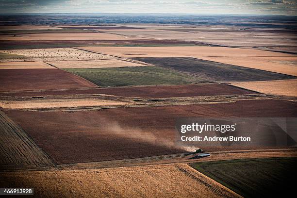 Farmer harvests crops near the land where the proposed Keystone XL pipeline would pass on October 13, 2014 near Presho, South Dakota.