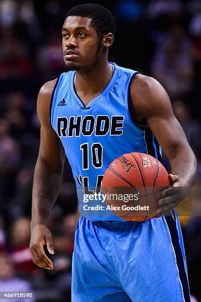 Biggie Minnis of the Rhode Island Rams in action during a semifinal game against the Dayton Flyers in the 2015 Men's Atlantic 10 Basketball...