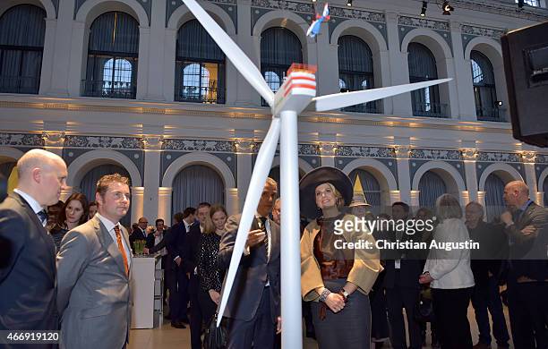 Queen Maxima of The Netherlands attends a renewable energy exhibition at chamber of commerce on March 19, 2015 in Hamburg, Germany.