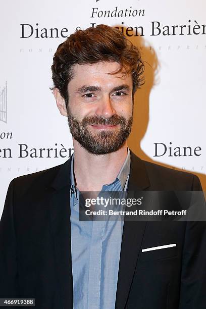 Actor of the movie Yannick Renier attends movie 'Les Chateaux de Sable' receives Cinema Award 2015 of Foundation Diane & Lucien Barriere during the...