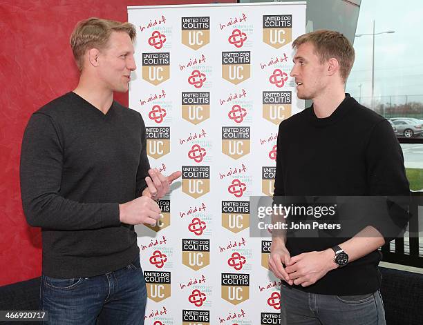 Former England rugby union player Lewis Moody and Darren Fletcher of Manchester United launch a charity to help sufferers of Colitis at Aon Training...