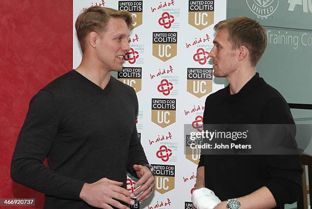 Former England rugby union player Lewis Moody and Darren Fletcher of Manchester United launch a charity to help sufferers of Colitis at Aon Training...