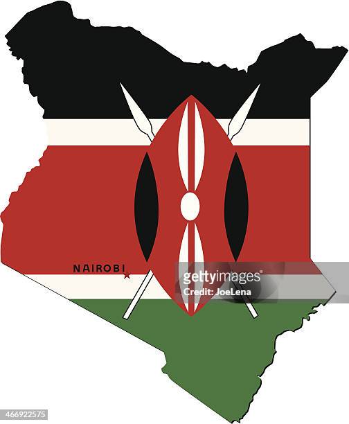 flagge von kenia - kartographie stock-grafiken, -clipart, -cartoons und -symbole
