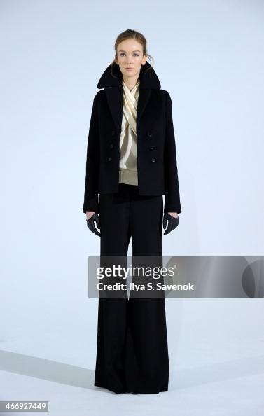 A model poses at the Hellessy By Sylvie Millstein presentation during ...