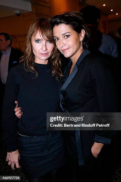 Actresse Axelle Laffont and Emma de Caunes attend the Cocktail for the Cinema Award 2015 of Foundation Diane & Lucien Barriere, given to the movie...