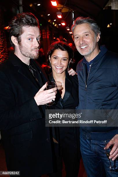 Actress Emma de Caunes standing between her father Antoine de Caunes and her husband cartoonist Jamie Hewlett attend the Cocktail for the Cinema...
