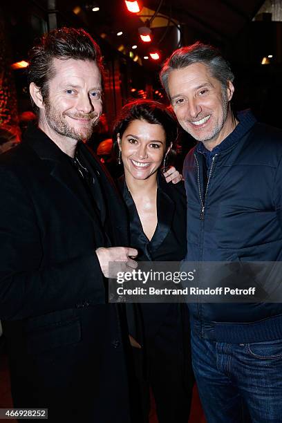 Actress Emma de Caunes standing between her father Antoine de Caunes and her husband cartoonist Jamie Hewlett attend the Cocktail for the Cinema...