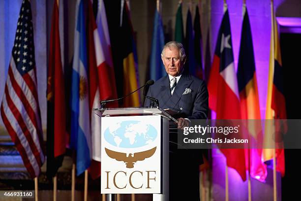 Prince Charles, Prince of Wales gives a speech at an Exceptional Leadership in Conservation Reception hosted by the International Conservation Caucus...