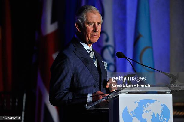 Prince Charles, Prince of Wales, speaks after being presented with the International Conservation Caucus Foundation Teddy Roosevelt Award for...