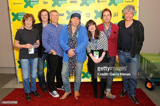 Rod Argent, Colin Blunstone, Bob Santelli, Steven Van Zandt, Holly George-Warren, Chuck Prophet, and Clem Burke attend 'The Who At 50' during the...