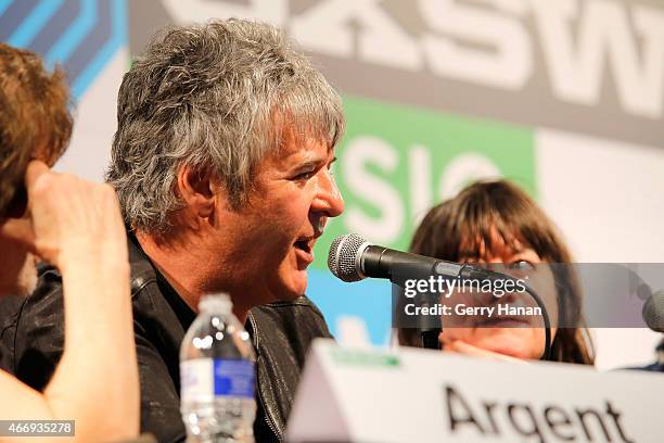 Musican Clem Burke speaks onstage at 'The Who At 50' during the 2015 SXSW Music, Film + Interactive Festival at Austin Convention Center on March 19,...