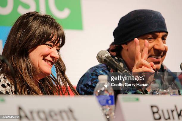 Holly George-Warren and Steven Van Zandt speak onstage at 'The Who At 50' during the 2015 SXSW Music, Film + Interactive Festival at Austin...