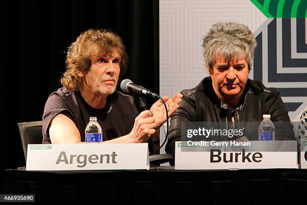 Rod Argent and Clem Burke speak onstage at 'The Who At 50' during the 2015 SXSW Music, Film + Interactive Festival at Austin Convention Center on...