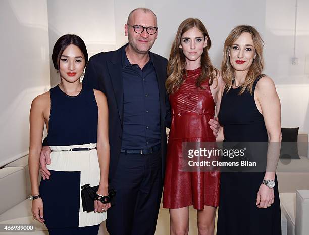 Nicole Warne, Ulrich Grimm, Chiara Ferragni and Laura Burdese during a Private Dinner hosted by Calvin Klein Watches & Jewelery at Brasilea...