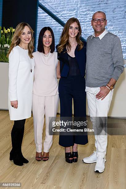 Laura Burdese, Nicole Warne, Chiara Ferragni and Ulrich Grimm attend the Calvin Klein Watches & Jewelery booth at Baselworld 2015 on March 19, 2015...
