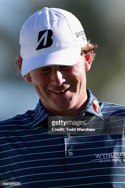 Brandt Snedeker plays the eighteenth hole of La Quinta Country Club Course during the first round of the Humana Challenge in partnership with the...