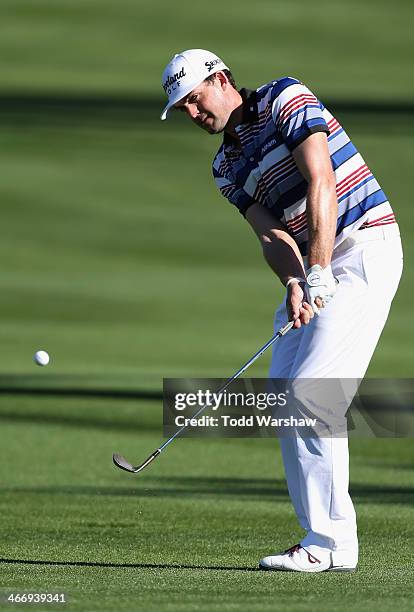 Keegan Bradley hits a shot on the 17th hole at La Quinta Country Club Course during the first round of the Humana Challenge in partnership with the...