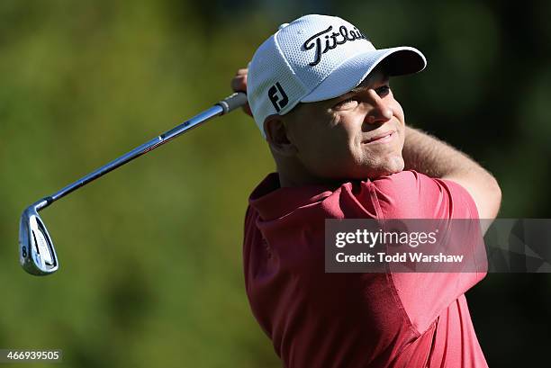 Bill Haas plays the 7th hole at La Quinta Country Club Course during the first round of the Humana Challenge in partnership with the Clinton...