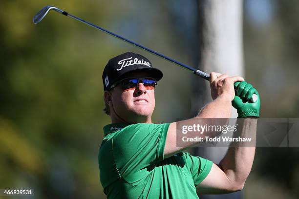 Charley Hoffman hits a shot on the 7th hole at La Quinta Country Club Course during the first round of the Humana Challenge in partnership with the...