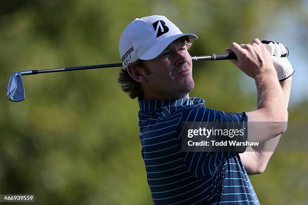 Brandt Snedeker plays a shot on the 7th hole at La Quinta Country Club Course during the first round of the Humana Challenge in partnership with the...