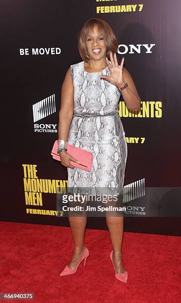 Personality Gayle King attends the "Monument Men" premiere at Ziegfeld Theater on February 4, 2014 in New York City.