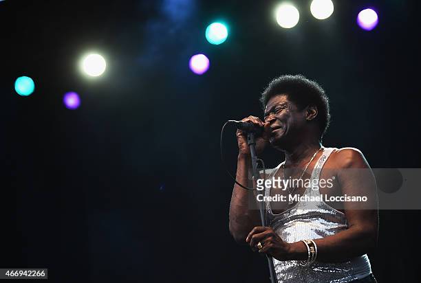 Charles Bradley of Charles Bradley & His Extraordinaires performs during the 2015 SXSW Music, Film + Interactive Festival at Auditorium Shores on...