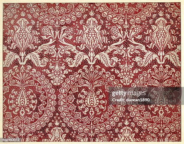 pomegranate pattern - 16th century style stock illustrations stock illustrations