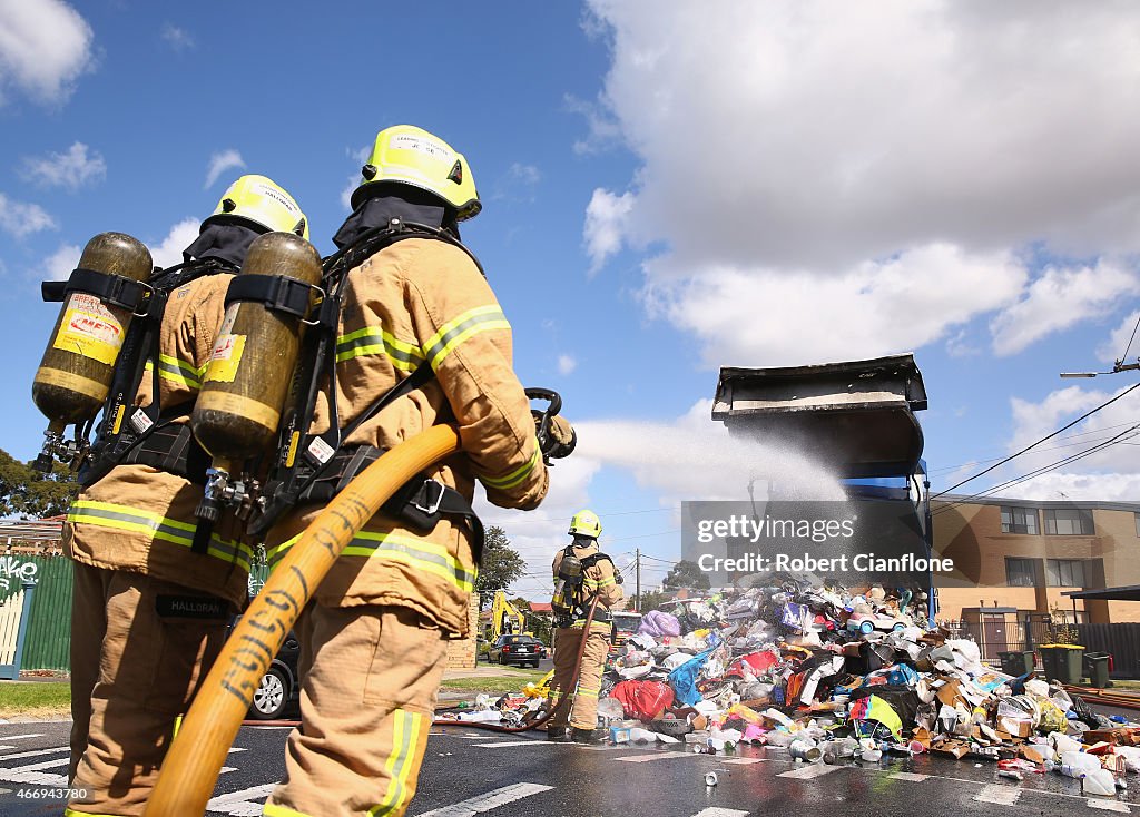 Garbage Truck Fire In Melbourne