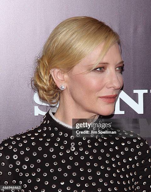 Actress Cate Blanchett attends the "Monument Men" premiere at Ziegfeld Theater on February 4, 2014 in New York City.