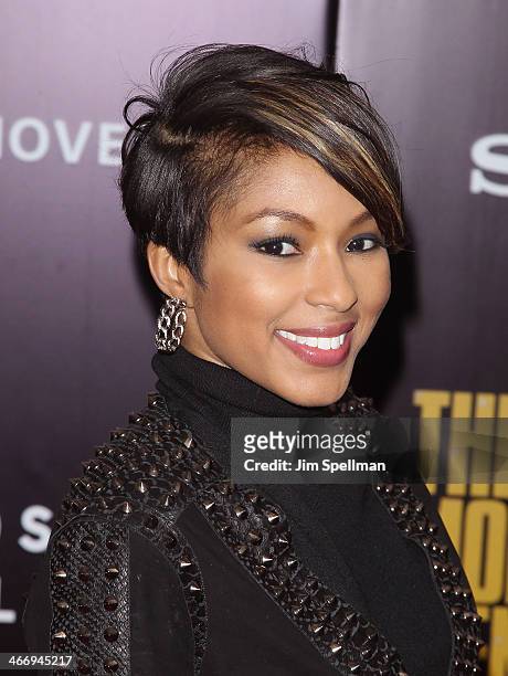 Personality Alicia Quarles attends the "Monument Men" premiere at Ziegfeld Theater on February 4, 2014 in New York City.