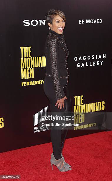 Personality Alicia Quarles attends the "Monument Men" premiere at Ziegfeld Theater on February 4, 2014 in New York City.