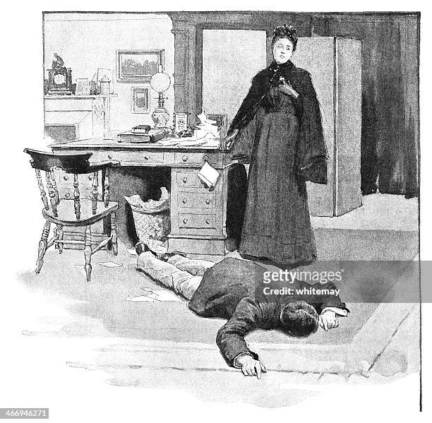 ilustrações de stock, clip art, desenhos animados e ícones de chocado victorian mulher encontrar um homem no chão - estereótipo de classe média