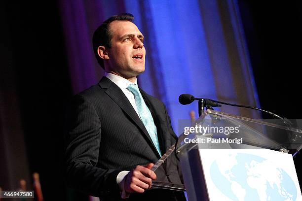 John Gantt, Jr., President of the International Conservation Caucus Foundation speaks to attendees before presenting Prince Charles, Prince of Wales,...