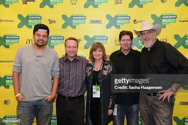 Alex Da Kid, Daryl Friedman, Christine Albert, John Alagia and Ray Benson pose before the Grammy Producers on the Record panel discussion at SXSW at...