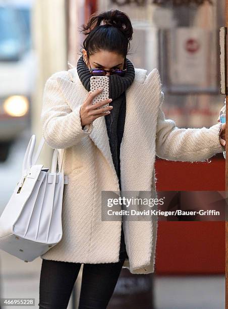Vanessa Hudgens is seen in New York City on March 19, 2015 in New York City.