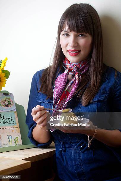 British chef, writer and broadcaster Rachel Khoo, poses during a photo shoot on March 12, 2015 in Melbourne, Australia. Khoo is in Melbourne as part...