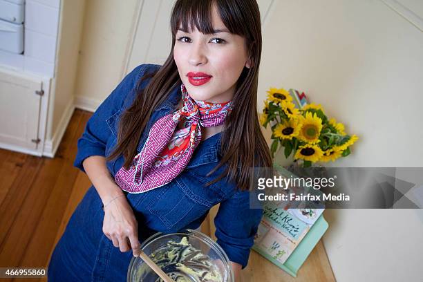 British chef, writer and broadcaster Rachel Khoo, poses during a photo shoot on March 12, 2015 in Melbourne, Australia. Khoo is in Melbourne as part...