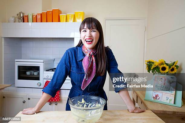 British chef, writer and broadcaster Rachel Khoo, poses during a photo shoot on March 12, 2015 in Melbourne, Australia. Khoo is in Melbourne as part...