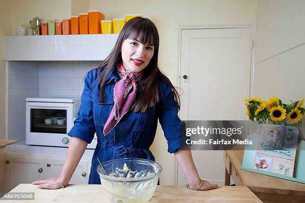 British chef, writer and broadcaster Rachel Khoo, poses during a photo shoot on March 12, 2015 in Melbourne, Australia. Khoo is in Melbourne as part...