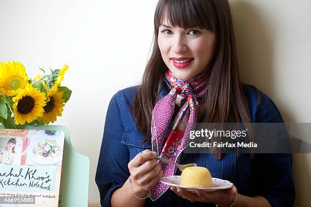 British chef, writer and broadcaster Rachel Khoo, poses during a photo shoot on March 12, 2015 in Melbourne, Australia. Khoo is in Melbourne as part...